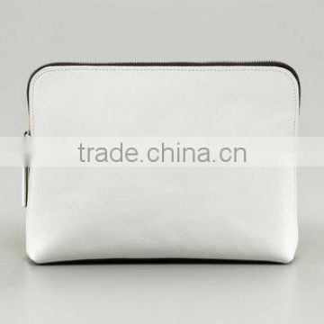 full grain calfskin high quality leather cosmetic pouch/Evening handbag