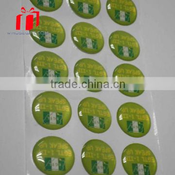 customized high quality 3D raised clear round epoxy sticker