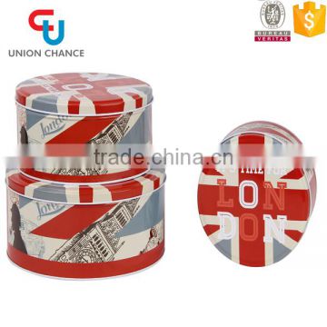 The Union Jack Design Round Storage Tin Box Set