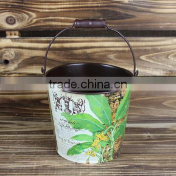 2015 new design paper decal zinc flower bucket wholesale