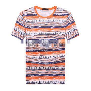 Men's full printed short t shirt (100%cotton )with round neck