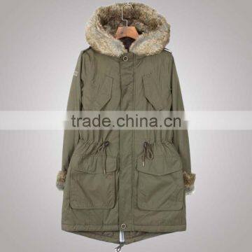 Women Long Model Wool Parkas Warm Trench Fur Coat For Winter