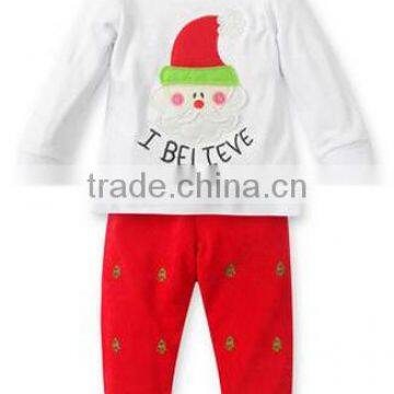 Baby clothes factory sale Christmas girl embroidered red theme set