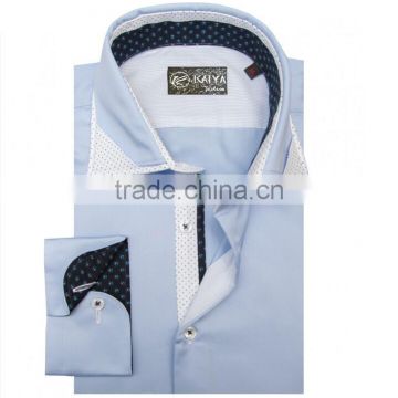 Summer new fashion stand collar with printing collor shirt long sleeves men's casual style cotton shirt