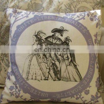 100% pure linen cushion cover with printing