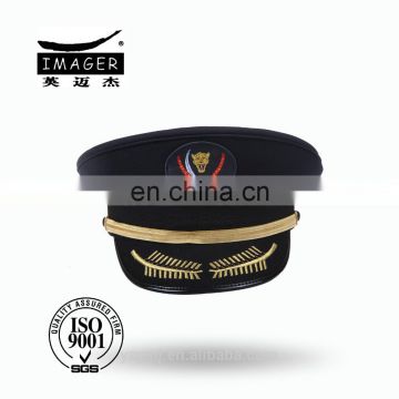 Customized Plain Style Air Force Colonel Headwear with Gold Strap and Embroidery