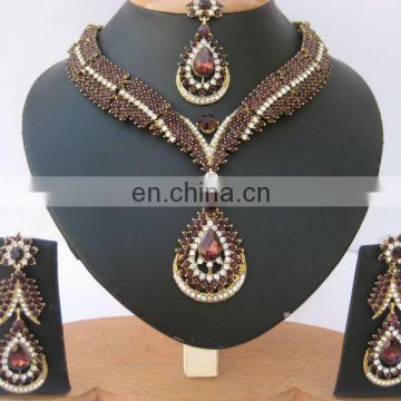 INDIAN DESIGNER SILVER PARTYWEAR JEWELRY NECKLACE SET