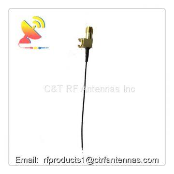 Custom RF coaxial cable assembly SMA female connector to opening end soldered directory on device