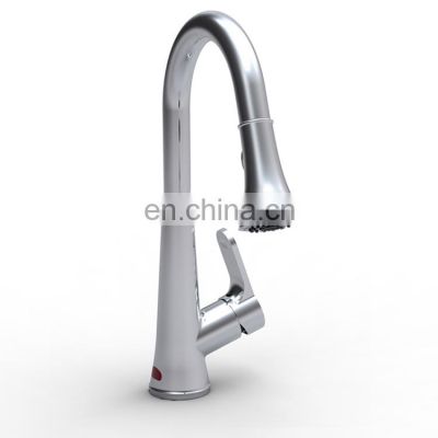 Single handle brass pull out automatic kitchen faucet