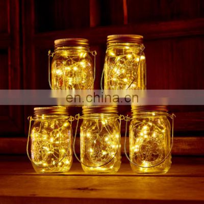 Hot Sale Christmas Decoration 20Led String Light Copper Wire Solar Mason Jar Lid Lights