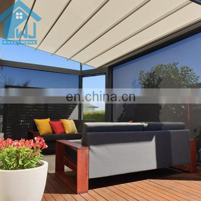 4X4 Moving Roof Awning Retractable Roof Shading Gazebo with Gutter and Downpipe