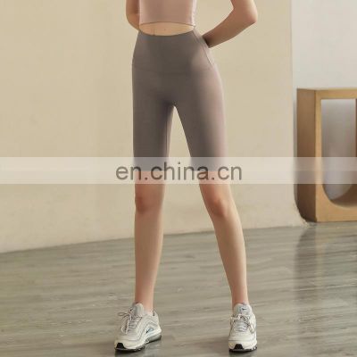 Lulu factory in Europe and the feeling of naked yoga clothing female in cycling shorts pants tight render speed dry running exer