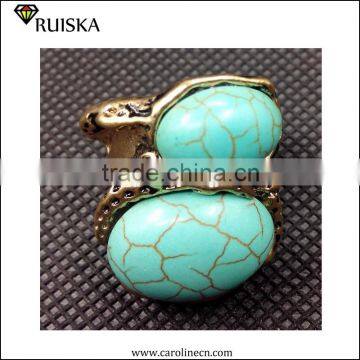 Caroline Spring Fashion New Design Turquoise Alloy Ring For Man