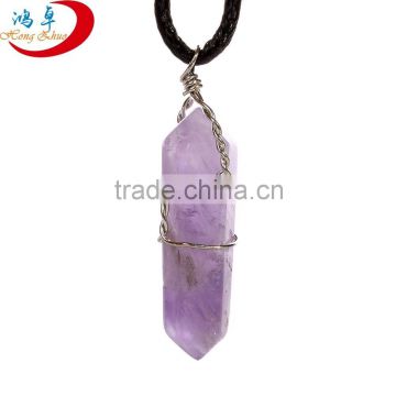 Wholesale Natural Amethyst Crystal Point Necklace