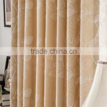 China supplier cheap blackout fabric curtains with embroidery leaves                        
                                                Quality Choice