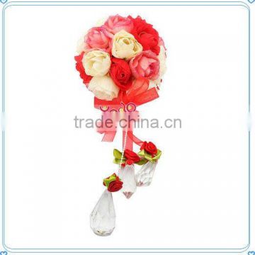 3.15" Pink Silk Rose Ball Flower Crystal Pendant Wedding Decoration,Wedding Gigt,Home Deco