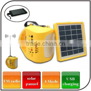 Emergency USB charging for mobile phone solar lantern light 4 mode rechargeable portable camping light with radio