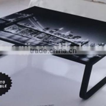 2015 hot sale tempered glass black leg coffee table