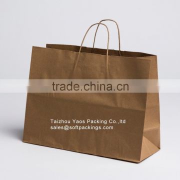 kraft paper bag with logo print, take away fast food paper bag with flat bottom, paper carrier bag, kraft paper bag for packing