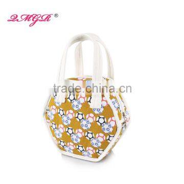 2016 New Fashion rhombic Shape Ladies Printed Canvas hand bag