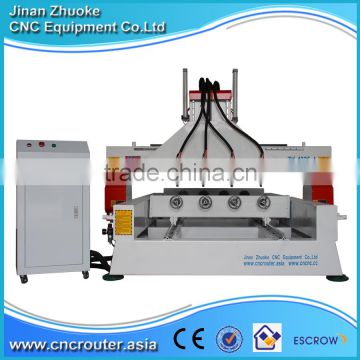 Custom Design 4 Heads 4 Rotary Axis Wood Design CNC Router Mainly For Round Materials ZKM-1325-4 With Air Cylinder For Z-Axis