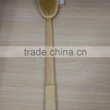 Wooden back brush with long handle