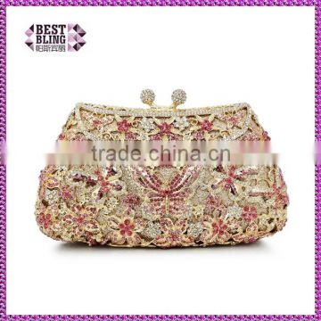 noble pink butterfly hard boxrhinstone clutch bags bridal wedding clutch evening bags (88170A-P)