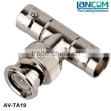 Good Quality Zinc Alloy TV Antenna Adaptor BNC Male to 2xFemale