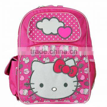 polyester pink kids school bag