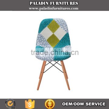 2015 Simple Fabric Patchwork Leisure Side Chair WoodLeg Eiffel Base