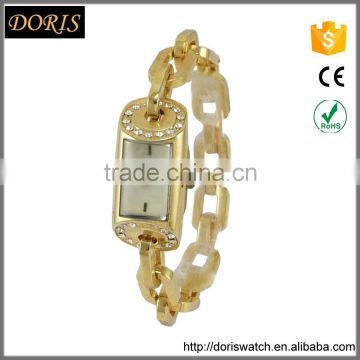 New models alloy square diamond chain bracelet girl latest hand watch