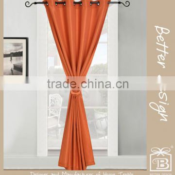 1Pc 100% Polyester Orange Color Faux Silk Grommet Style Curtains Designs for Home with Matching Clip