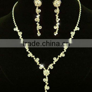 Bridal Crystal Gold Plated Necklace Earrings Set CS1070