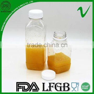 clear square pet cheap plastic bottles for fresh beverage packaging