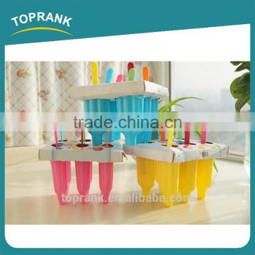 Toprank Colorful Candy Color DIY 6 Pieces Ice Cream Popsicle Mold/Ice Cream Pop Maker Plastic Ice Lolly Mould