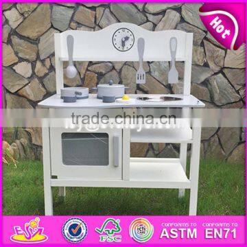 2017 new design funny white wooden kids play kitchen set W10C253