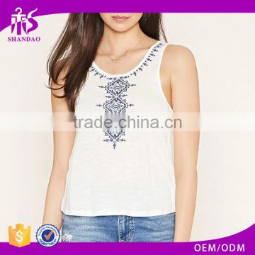 2016 guangzhou shandao oem service summer new design casual sleeveless embroidered women tank top