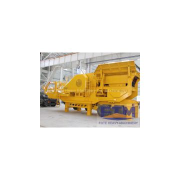 Mobile tire ore crusher station