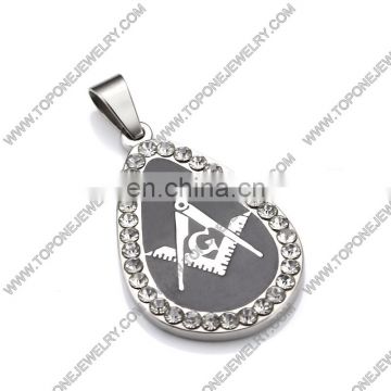Stainless steel water drop shape masonic jewellery pendant