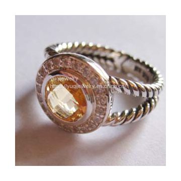 925 Silver Jewelry 8mm Citrine Petite Albion Ring(R-023)