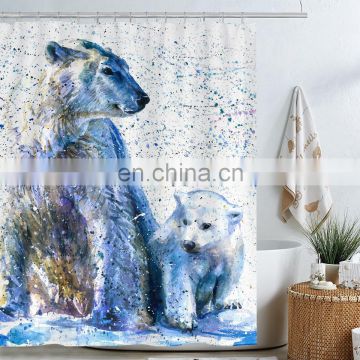 i@home polyester waterproof polar bear 3d shower curtain bathroom custom digital printing