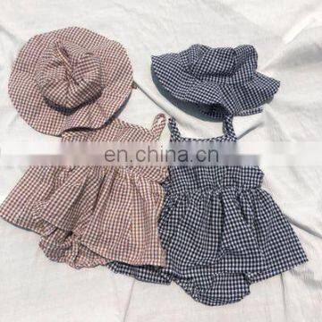 2020 Korean version of the checkered sling baby baby children's romper skirt summer hot style girls all-match romper skirt with