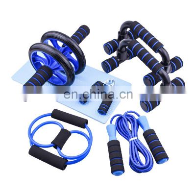 Resistance Bands And Bars Multifunctional Abdominals Ab Roller Double Abdominal Wheel Jump Rope Push Up Bar