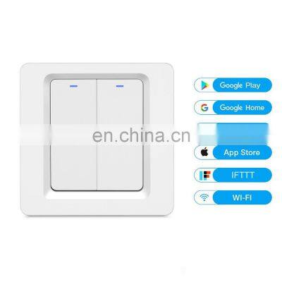 EU/UK standard ZigBee Tuya 2 gang remote control smart WiFi button switch, supports Alexa Echo dot Google Home  Voice control