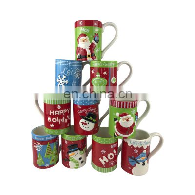 new factory custom hand painted father  snowman santa claus design merry merry christmas ceramic dolomite coffee cups mug
