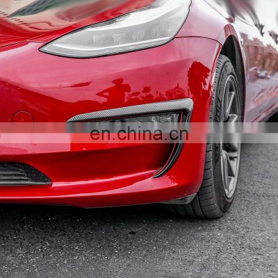 Hot Sale Car Accessories 2017-2019 Carbon Fiber Front Bumper Canards For Tesla Model 3 Body Kit