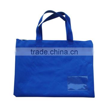 420D blue nylon shopping bag beach bag tote bag for teenager to hold books