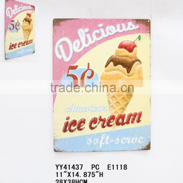 Antique ice cream embossed metal tin signs, 3D custom metal signs