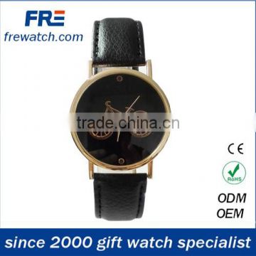 fashion design leather strap lady hand watch with stainless steel back