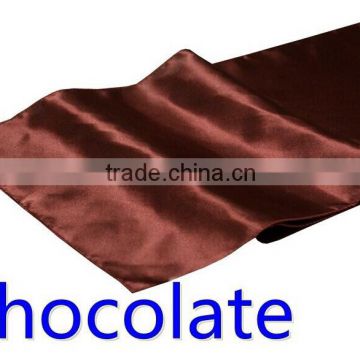 hot selling ployester satin table runner for wedding decoration, chocolate color